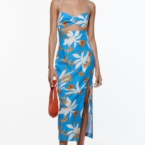 Linen blue cut out dress